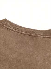 Character Monogram Print T-Shirt, Boutique 230g Washed Old Batik Thickened Cotton T-Shirt, Men's Fashion Casual Fine Cotton T-Shirt, Short-Sleeved Round Neck T-Shirt