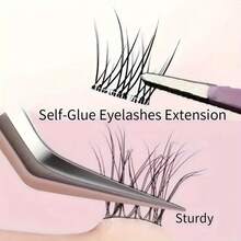 120 pezzi di agente per estensioni ciglie adesivo - Riccio C, lunghezza 10-12mm, stile naturale, riutilizzabile e facile da usare, adatto per principianti, kit fai-da-te per ciglie senza colla, trucco adatto ai principianti, ciglie facili da applicare, agente viscoso per estensioni ciglie, arricciante e valorizzante per le ciglie