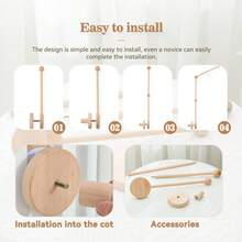 Upgraded Large Size Children's Room Decor Storage Bedding Accessories, Baby Crib Hanging Decor Bracket, Suitable For Various Cribs, Easy Assembly Detachable Hanging Bracket - Wood Color - View 4
