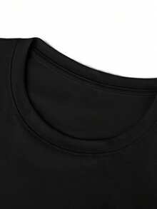 Camiseta casual de manga corta, cuello redondo, ajustada, con gráfico de letras impreso, para hombres, para amigos - Negro 2 - Ver 4