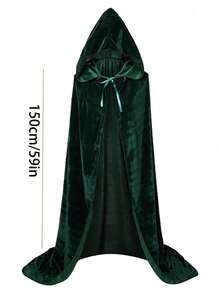 1pc Unisex Party Performance Hooded Cape Cloak With Velvet Fabric, Ideal For Various Festivals, Halloween Cosplay Costume, , Devil, Vampire, Dress Up,Festival Costume Props,Christmas Costumes.(The Color And Material Of The Rope On The Cloak Are Random) - Multicolor - View 7