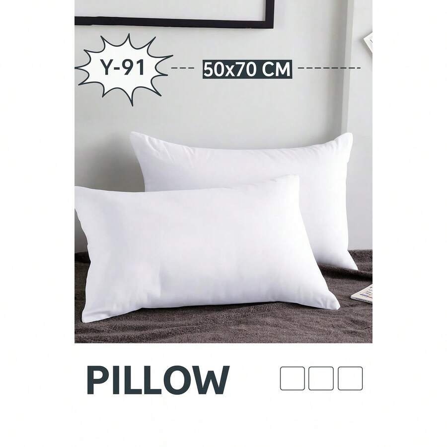MADE IN TURKEY - 70% Cotton Cushion – 50x70 Cm – 800g – Natural Cotton Filling – Soft & Breathable – 2 PCS - White - View 1