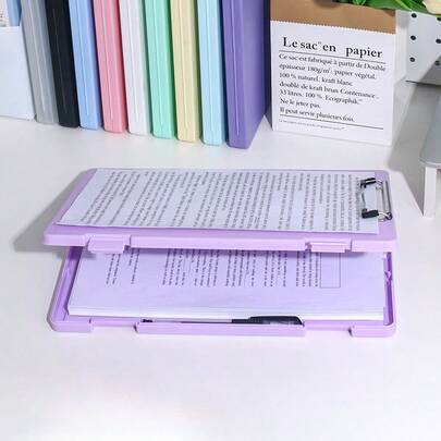 1 Piece Large Capacity A4 Folder With Storage Box - ABS Plastic Multifunctional Organizer With Label Compartment And Top Storage Box, Suitable For School, Office, Home Office Organization, Fashionable Design, Sturdy Structure, Color Multifunctional Document Storage Tool