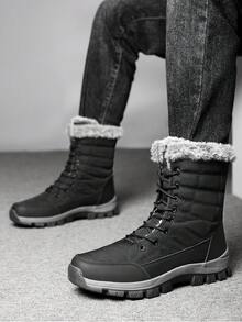 Men's Snow Boots For Outdoor High-Top Winter Snow Boots For Men Sneakers - Black - View 4