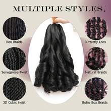 1-6Packs French Curl Braiding Hair 12/16/24Inch French Curl Crochet Braids Short Curly Crochet Hair Skin-Friendly Bouncy Synthetic Knotless Braiding Extensions