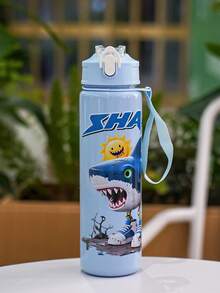 1 件 750ml/26oz 山海经主题纯色吸管运动水壶，4 种卡通图案可选，配有方便携带的提手带，防漏设计，轻巧耐用，图案炫酷，适合学校、办公室、日常使用、跑步、骑自行车、节日和生日礼物