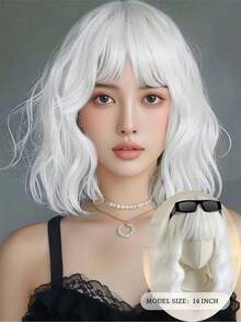 10英寸、12英寸、14英寸、18英寸短假发，直发、卷发、波浪发，刘海，中分卷发，日常假发，洛丽塔风格，万圣节，派对场合 - 彩色 - 查看 6