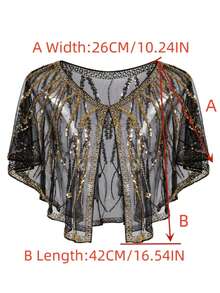 Women's 1920s Aesthetic Floral Embroidered Sequin Shawl Cape For Party And Evening - Multicolor - View 11