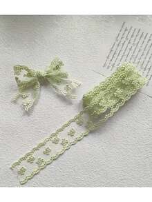 1 pezzo Nastro di pizzo fatto a mano con fiocco di raso - Verde menta, Lavanda, Rosa, Bianco (4 colori) Nastro di pizzo ondulato lungo 1 metro, accessorio per confezioni regalo, accessori per capelli, decorazione di abbigliamento, materiale artigianale elegante fai-da-te, esclusivo per stilisti di moda