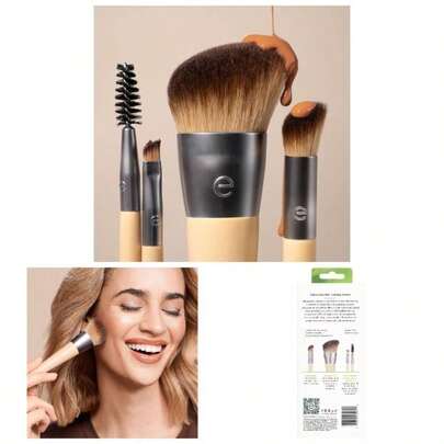 6 Piece Start Day Beautifully Makeup Brush Set, Makeup Brushes Eyeshadow, Blush, Concealer, Foundation Application, - Friendly, Synthetic Hair, Vegan