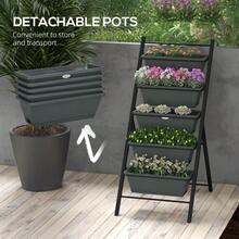 Outsunny 5Tier Vertical Raised Garden Planter With 5 Container Boxes Outdoor Plant Stand For Vegetable Flowers Grey - Charcoal grey1 - View 6