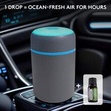 DOVVEE Mini Car Humidifier + Mint Leaf Oil (1X Pack) | Instant Energy Boost & Smoke Removal Kit – Crisp Mint Scent For Clear Breathing On The Go(Dark Grey Humidifier + Mint Leaf Oil*1) - Màu xanh chanh - Xem 1