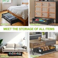 A Bed With Wheels For Storage, 2 Sets Of Bed Storage Containers With Transparent Lids, Bed Storage Boxes For Shoes And Clothes, A Rollable Bed Storage Box For Clothes, Shoes And Blankets, Two Boxes For Sorting Shoes And Clothes. - Black - View 5