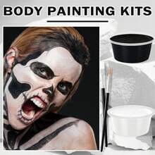 QIUFSSE Black And White Face Body Paint With Brushes Halloween Face Paint Makeup Kit Oil Based Face Painting Kit ForHalloween SFX Makeup Cosplay Skull Clown Art Theater - Sơn mặt hộp mềm đen trắng - Xem 2