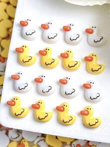 20 Pieces (Random Colors) Cartoon Nail Art Diamond Ornaments 3D Little Duck Resin Animal Cute And Adorable DIY Nail Accessories