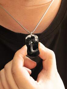 1pc Personalized Photo Necklace,Personalized Picture Necklace For Men, Customized Picture Necklace,Engraved Photo Necklace With Text,Memorial Photo Pendant Necklace For Women Men, Personalized Gifts For Him, Anniversary Gift For Husband,Wedding, Halloween, Birthday, Christmas Gifts - Multicolor - View 4