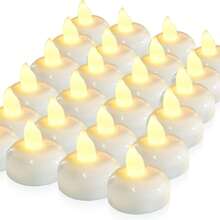 Homemory 24 Pcs 200 Hours Flameless Floating Candles, Warm White Led Flickering Tealight Candles In Bulk, Decor For Wedding, Party, Centerpiece, Pool, Christmas - White - View 6