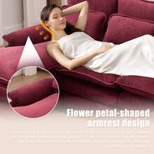 U Shaped Cloud Couch, 110" Chenille Comfy 4 Seat Sectional Couches For Living Room, Modular Sofa Sleeper With Double Chaise & Memory Foam For Apartment - 酒紅色 - 查看 6
