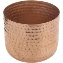 6 Inch Copper Tone Metal Plant Pot With Hammered Design, Decorative Small Succulent Planter - Handcrafted In India - Copper - View 7