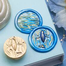 Ocean Embossed Wax Seal Stamp - Perfect For Love Letters, Invitations, Holiday Cards, Journals, Scrapbooking, DIY Crafts