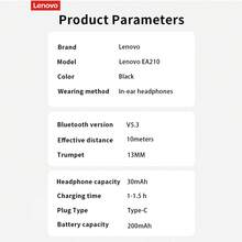 Tai nghe Bluetooth bán nhét tai Lenovo EA210 với tính năng khử tiếng ồn thông minh, âm thanh vòm điện ảnh và thời lượng pin cực dài (30 giờ). Bao bì bằng tiếng Trung Quốc - màu đen - Xem 8