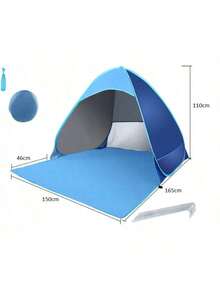 1-2 Person Lightweight Portable Beach Camping Tent With UV And Mosquito Protection - Blue - View 9