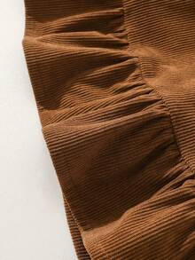 Baby Girls' Solid Color Corduroy Dress, Casual Minimalist Cute Style, Suitable For Daily Wear, Parties, Outings And Photo Shoots, Autumn/Winter