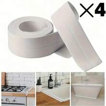 1 set de 4 rollos de cinta autoadhesiva sellante, duradera y fácil de usar, adecuada para baño y cocina, sin herramientas necesarias, se rasga y se pega al instante