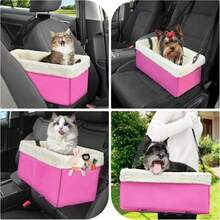 Dog Car Seat For Small Dogs, Center Console Dog Car Seat With Metal Frame &Amp; Double Protection Seat Belts, Pet Booster Seat With Safety Leash And Storage Pocket For Pets Dogs Cats, Grey - ColorE - 查看 5