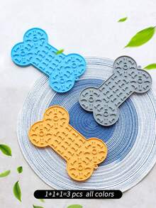 1pc Anxiety Relief Lick Pad For Dogs - Slow Feeder With Suction Cups For Peanut Butter And Treats - Bone-Shaped Pet Lick Pad - Multicolor - View 18
