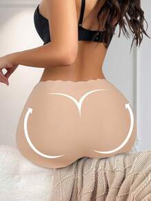 女士无缝三角裤，柔软透气冰丝短裤，舒适内裤 - 杏色 - 查看 4