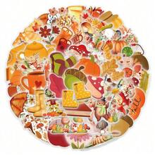 50 Watercolor Autumn Transparent Stickers, Cartoons Autumn Gadgets Mobile Phone Case Water Cup Hand Account PET Waterproof Stickers, Halloween, Back To School Label Processing Stickers