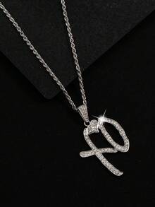 Simple And Delicate Xo Cubic Zirconia Inlaid Iron Chain Necklace, For Both Men And Women