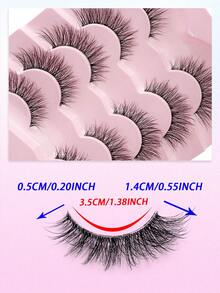 5对ENCHUW透明自然柔软蓬松仿貂毛假睫毛，化妆假睫毛 - 黑色 - 查看 2