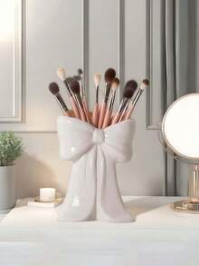 1个可爱蝴蝶结造型化妆品收纳盒 - 桌面化妆刷和办公用品整理盒，优雅的化妆刷架设计，是女孩、学生和女性的理想创意装饰品（购买时请参考尺寸表） - 彩色 - 查看 7