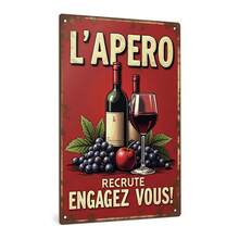 Putuo Decor 1 pieza Letrero de metal vintage francés Putuo Decor, La Priere De L'aperot, decoración de pared para el hogar, granja, bar, pub, club, cueva de hombre, 7.8 X 11.8 pulgadas