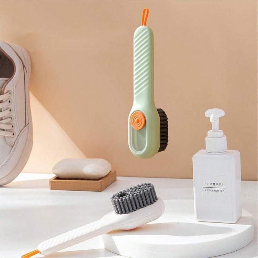 No-Mess Shoe Care Brush, 2-In-1 Liquid Applicator For Easy Shoe Polish & Cleaner Application, Multifunctional Tool With Soft Bristles For Leather, Suede & Sneaker Cleaning And Conditioning - Màu sắc ngẫu nhiên - Xem 1