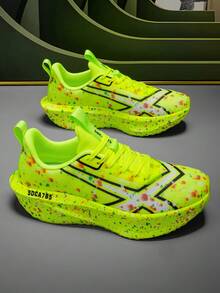 Men's Running Shoes, Lightweight Breathable Non-Slip Sports Shoes Suitable For Running, Jogging, Tennis And Gym - Casual Slip-On Shoes, Fabric Upper And EVA Sole, Suitable For All Seasons - Fluorescent Green - View 4