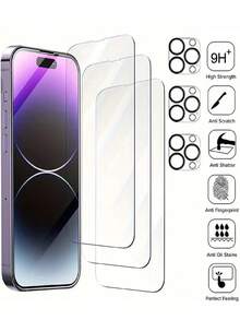 3 miếng bảo vệ ống kính máy ảnh tương thích với điện thoại Apple, dùng cho mục đích che chắn hàng ngày, văn phòng, gia đình, vỏ máy ảnh chống nước, chống sốc, chống rơi, chống trầy xước - Màu vàng - Xem 6