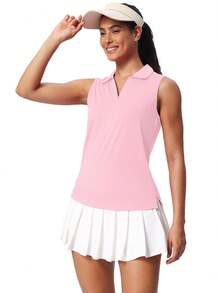 Women's Sleeveless Golf Shirts UPF 50+ Quickly Dry Tennis Polo Lightweight Sports Athletic Tank Tops - 淺粉色 - 查看 5