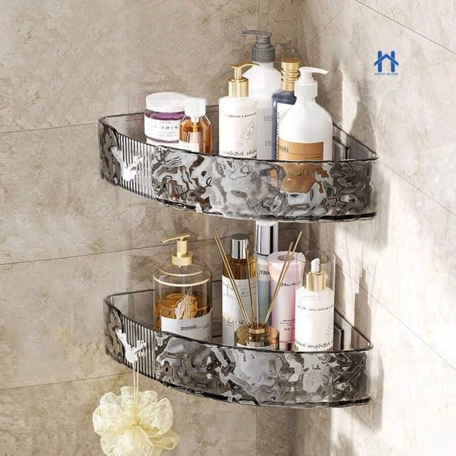 Shampoo Holder Bathroom Shelves No Hole Acrylic Horn - Xám - Xem 1