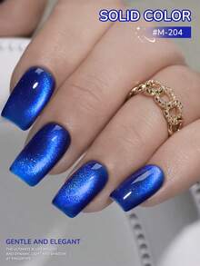 XEIJAYI 1pc 15ml Blue Cat Eye Nail Gel, Semi-Permanent Nail Soak-Off UV LED Nail Salon DIY Nail Gel - Royal Blue - View 4