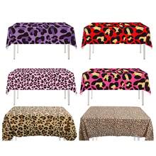 1/3pcs Leopard Print Plastic Tablecloth, Purple/Red/Pink Leopard Pattern, Disposable Hunting Animal Leopard Print Party Decoration, Bridal Shower, Wedding, Birthday Party Supplies