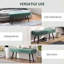 HOMCOM End Of Bed Bench With XShape Design And Steel Legs  Hallway Bench For Bedroom - Green1 - View 6