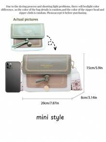 时尚女士包包，多功能新款斜挎包，休闲撞色设计，小方包，宽肩带，适合派对、约会、上学、户外活动，时尚翻盖单肩包，女士搭扣装饰斜挎包，带宽肩带。 - 彩色 - 查看 12