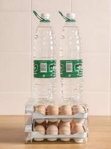 1pc Sliding Egg Storage Box, Refrigerator Side Door Egg Holder For Kitchen, Egg Rolling Rack, Holds 30 Eggs, Convenient And Space-Saving, Simple And Practical, Essential Egg Storage Container For Home - Transparent Double Layer 32 Grids - View 8