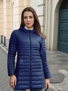 ZIAI ZIAI Women Solid Color Lightweight Long Hooded Winter Down Coat Casual Outdoor Autumn Winter Coat Women