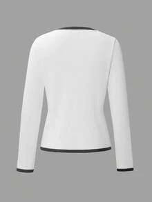 Women's Winter Y2K Crew Neck Cardigan Sweater - White - View 4