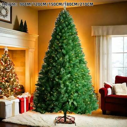 A 90CM/120CM/150CM/180CM/210CM Artificial Christmas Tree In Classic Green, Lightweight And Sturdy, Suitable For Indoor/Outdoor Holiday Decorations, Suitable For Home, Office, Shopping Mall Patio - Multiple Sizes Available - Perfect For Christmas Decorations, Christmas Tree Decorations, Holiday Home Decorations, Retro Style Christmas Trees