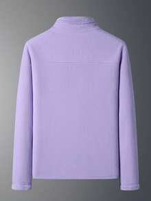 Áo khoác nỉ nữ ngoài trời, áo khoác lông cừu màu trơn cho mùa thu/đông, trượt tuyết. - Màu tím  Violet - Xem 2